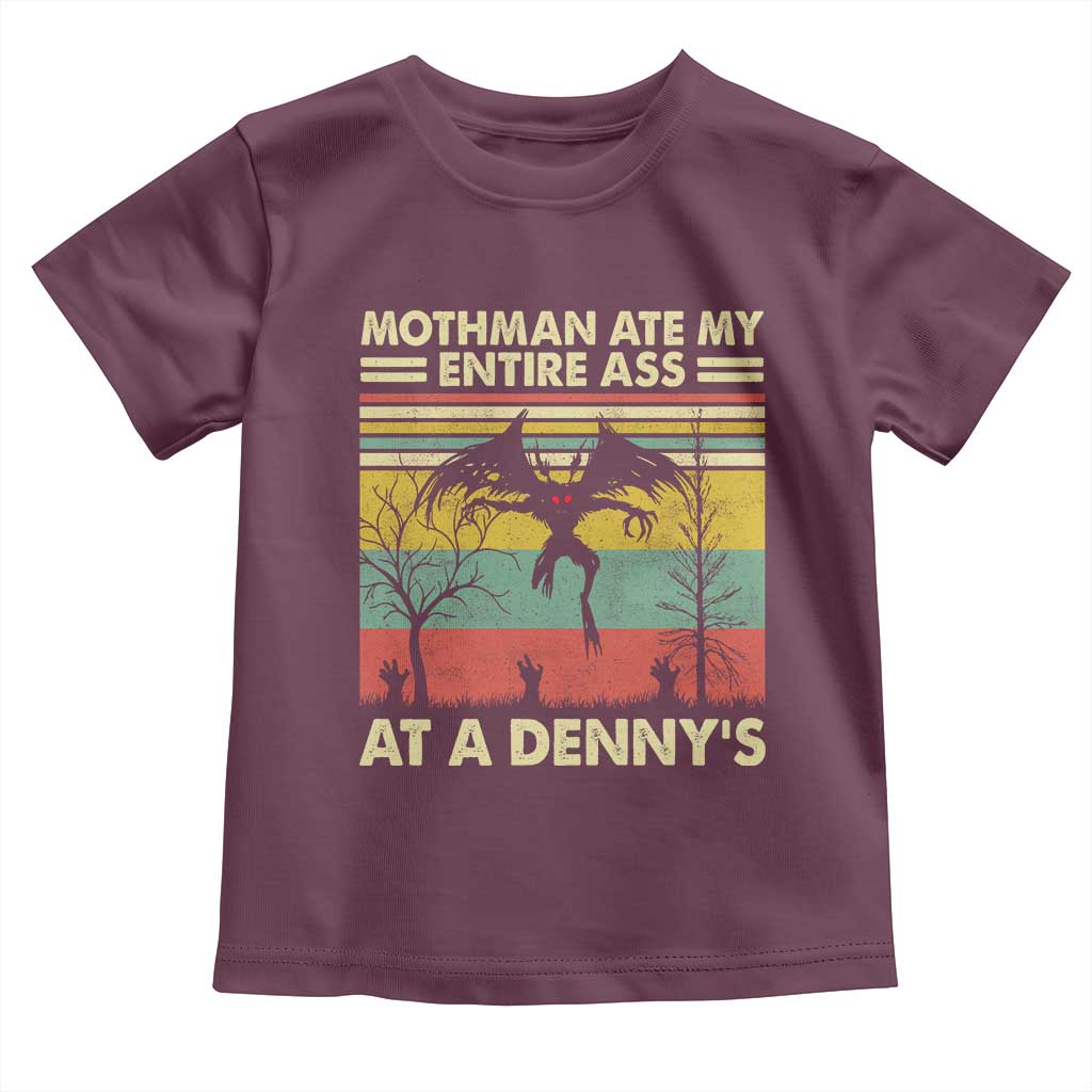 Funny Mothman Eat My Entire Ass Toddler T Shirt Vintage Cryptid Funny Mothman Meme TS10 Maroon Print Your Wear