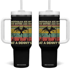 Funny Mothman Eat My Entire Ass Tumbler With Handle Vintage Cryptid Funny Mothman Meme - Print Your Wear