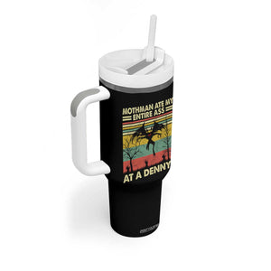 Funny Mothman Eat My Entire Ass Tumbler With Handle Vintage Cryptid Funny Mothman Meme - Print Your Wear