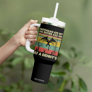 Funny Mothman Eat My Entire Ass Tumbler With Handle Vintage Cryptid Funny Mothman Meme - Print Your Wear