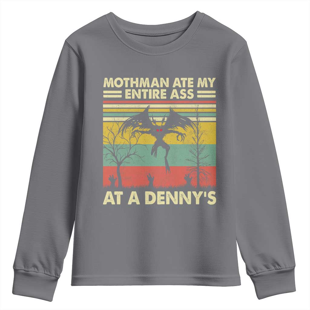 Funny Mothman Eat My Entire Ass Youth Sweatshirt Vintage Cryptid Funny Mothman Meme TS10 Charcoal Print Your Wear