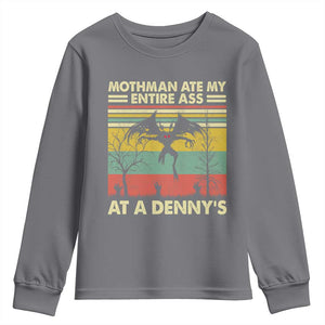 Funny Mothman Eat My Entire Ass Youth Sweatshirt Vintage Cryptid Funny Mothman Meme - Print Your Wear