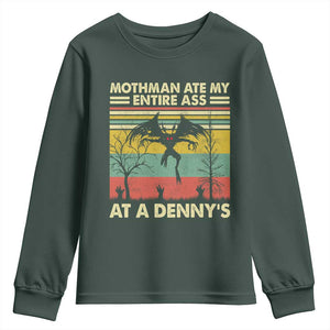 Funny Mothman Eat My Entire Ass Youth Sweatshirt Vintage Cryptid Funny Mothman Meme TS10 Dark Forest Green Print Your Wear