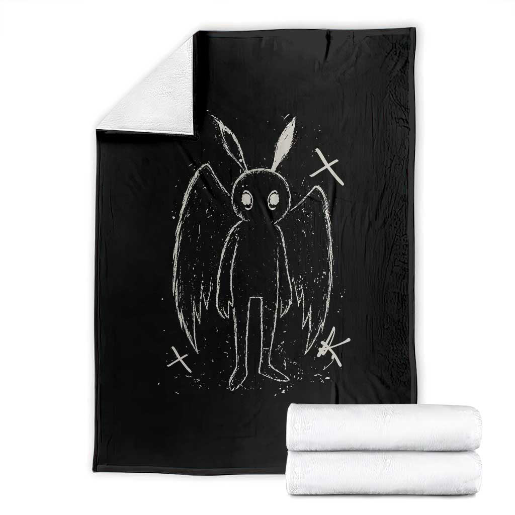 Creepy Cute Mothman Throw Blanket Alt Goth Grunge Horror Aesthetic Cryptid TS10 Black Print Your Wear