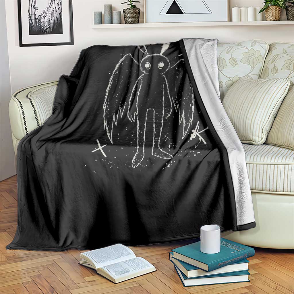 Creepy Cute Mothman Throw Blanket Alt Goth Grunge Horror Aesthetic Cryptid TS10 Print Your Wear
