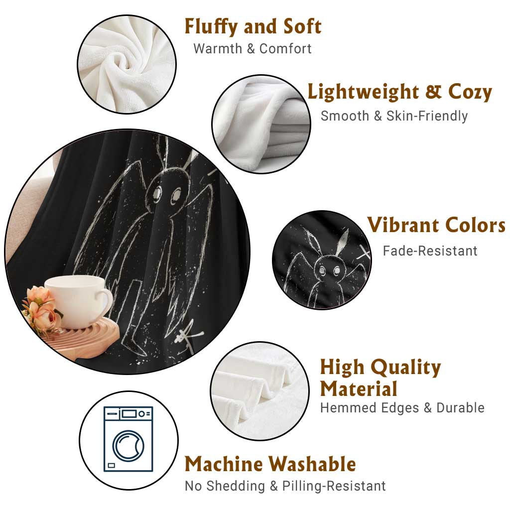 Creepy Cute Mothman Throw Blanket Alt Goth Grunge Horror Aesthetic Cryptid TS10 Print Your Wear