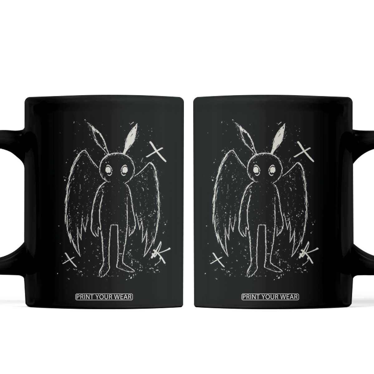 Creepy Cute Mothman Coffee Mug Alt Goth Grunge Horror Aesthetic Cryptid TS10 Black Print Your Wear