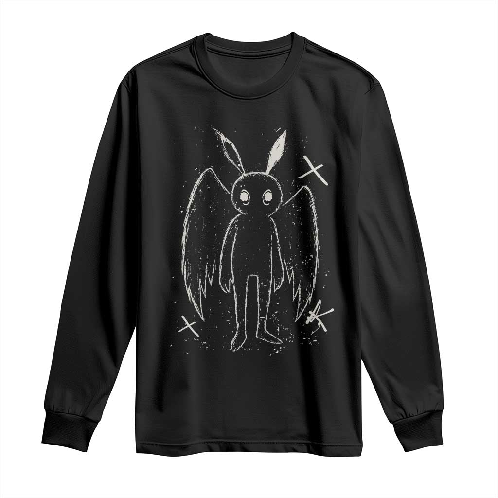 Creepy Cute Mothman Long Sleeve Shirt Alt Goth Grunge Horror Aesthetic Cryptid TS10 Black Print Your Wear