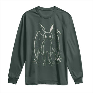 Creepy Cute Mothman Long Sleeve Shirt Alt Goth Grunge Horror Aesthetic Cryptid TS10 Dark Forest Green Print Your Wear