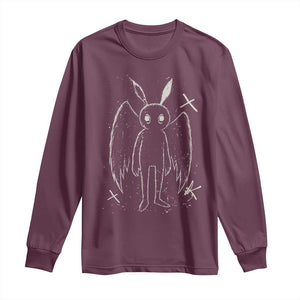 Creepy Cute Mothman Long Sleeve Shirt Alt Goth Grunge Horror Aesthetic Cryptid TS10 Maroon Print Your Wear
