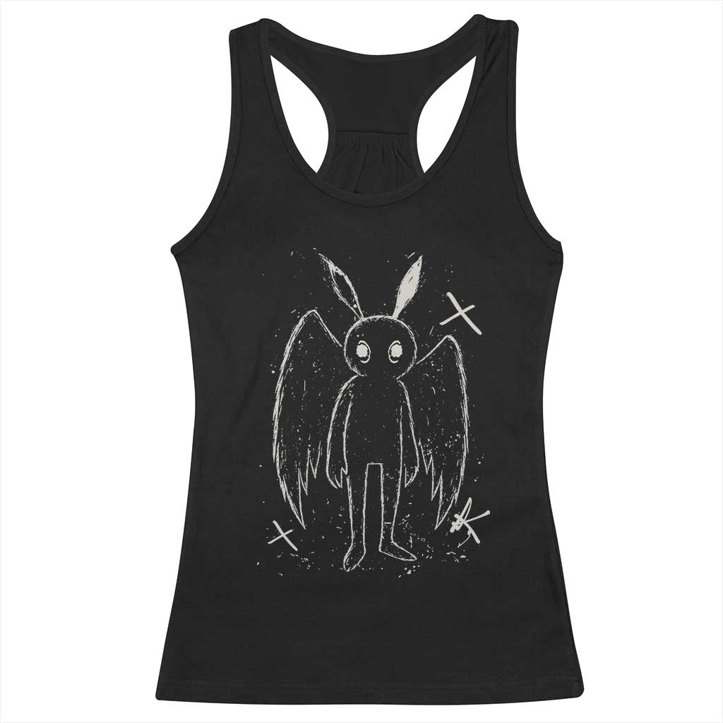 Creepy Cute Mothman Racerback Tank Top Alt Goth Grunge Horror Aesthetic Cryptid TS10 Black Print Your Wear