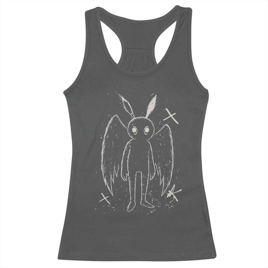 Creepy Cute Mothman Racerback Tank Top Alt Goth Grunge Horror Aesthetic Cryptid TS10 Dark Heather Print Your Wear