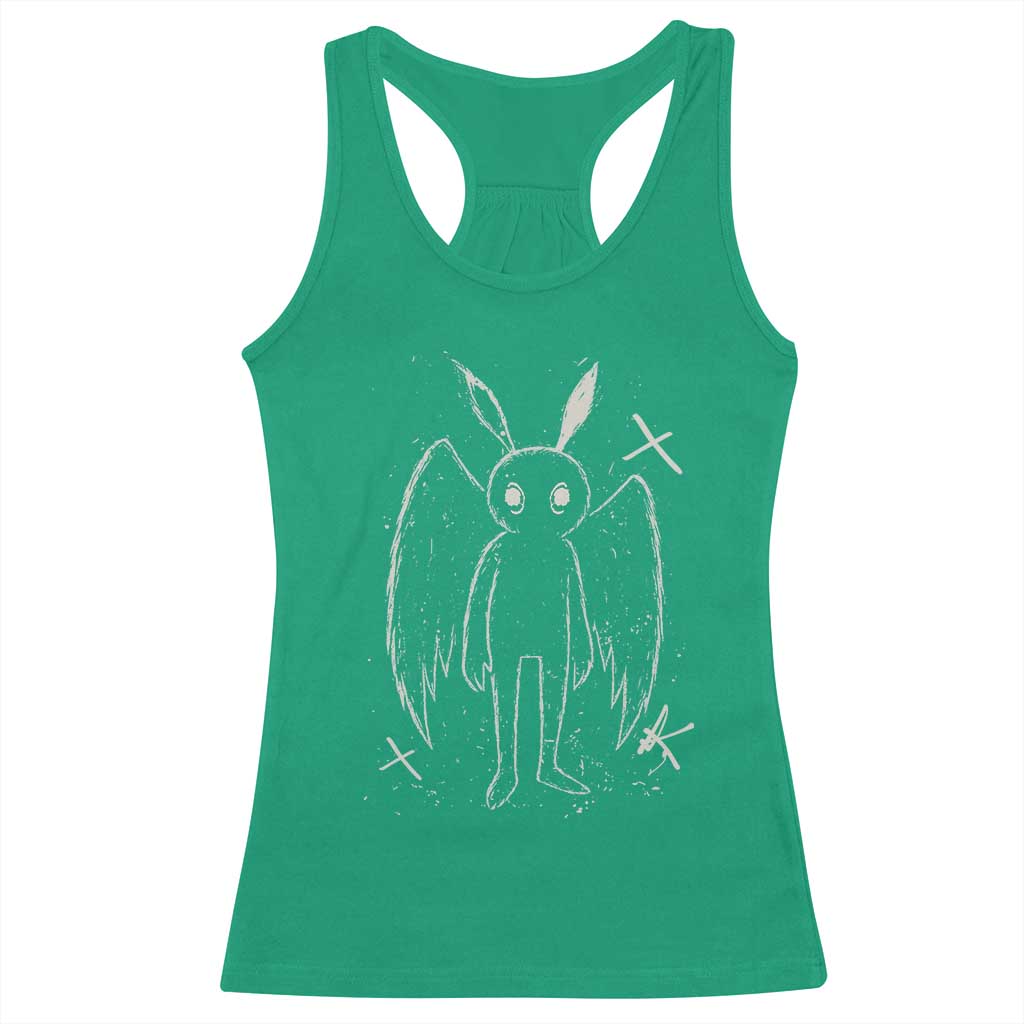 Creepy Cute Mothman Racerback Tank Top Alt Goth Grunge Horror Aesthetic Cryptid TS10 Irish Green Print Your Wear