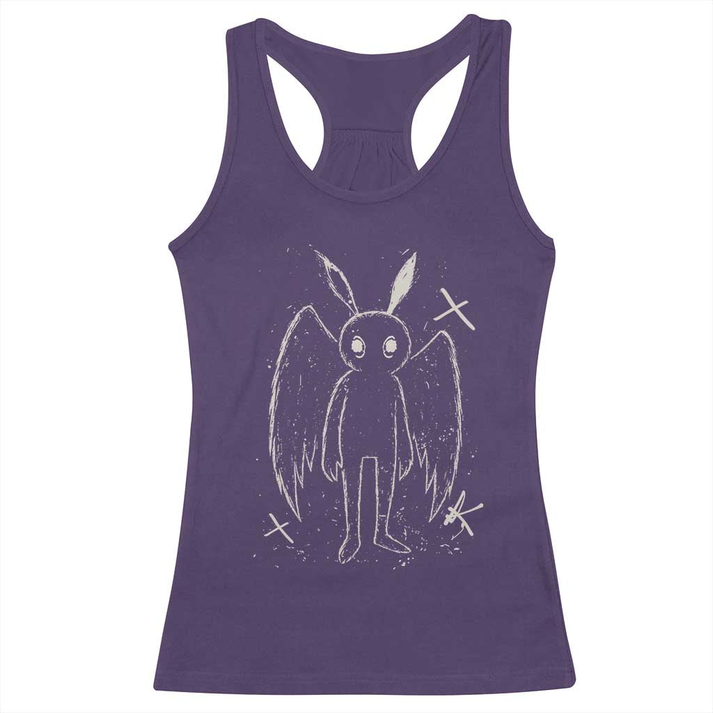 Creepy Cute Mothman Racerback Tank Top Alt Goth Grunge Horror Aesthetic Cryptid TS10 Purple Print Your Wear