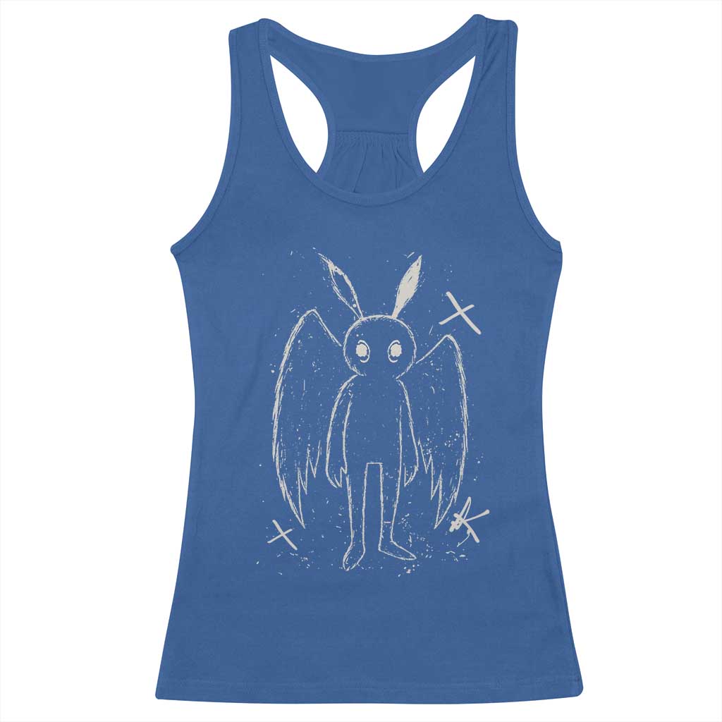 Creepy Cute Mothman Racerback Tank Top Alt Goth Grunge Horror Aesthetic Cryptid TS10 Royal Blue Print Your Wear