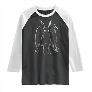 Creepy Cute Mothman Raglan Shirt Alt Goth Grunge Horror Aesthetic Cryptid TS10 Black White Print Your Wear