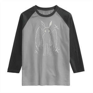 Creepy Cute Mothman Raglan Shirt Alt Goth Grunge Horror Aesthetic Cryptid TS10 Sport Gray Black Print Your Wear