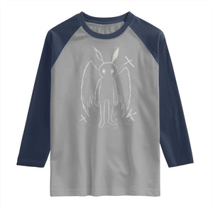 Creepy Cute Mothman Raglan Shirt Alt Goth Grunge Horror Aesthetic Cryptid TS10 Sport Gray Navy Print Your Wear