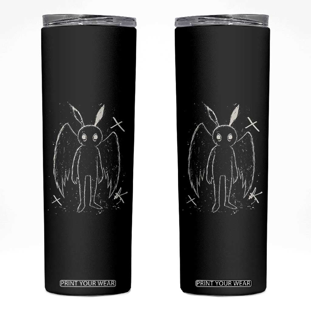 Creepy Cute Mothman Skinny Tumbler Alt Goth Grunge Horror Aesthetic Cryptid TS10 Black Print Your Wear