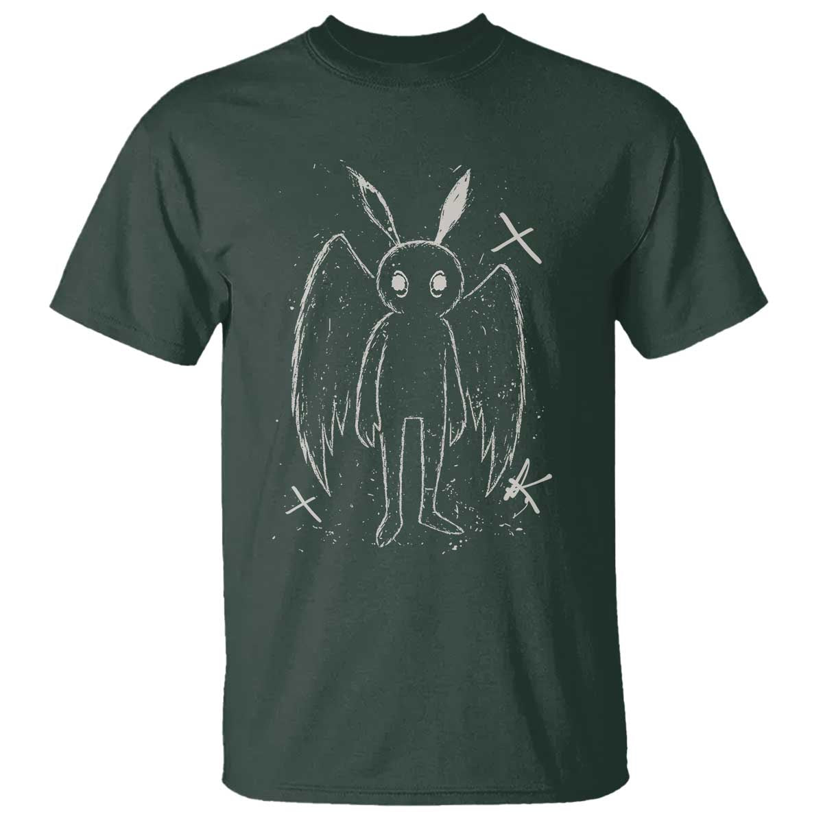 Creepy Cute Mothman T Shirt Alt Goth Grunge Horror Aesthetic Cryptid TS10 Dark Forest Green Print Your Wear