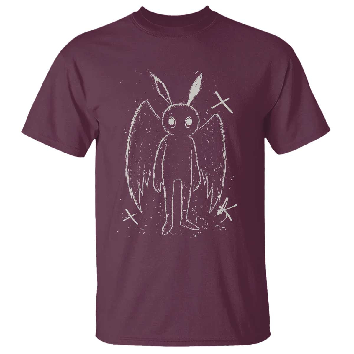 Creepy Cute Mothman T Shirt Alt Goth Grunge Horror Aesthetic Cryptid TS10 Maroon Print Your Wear