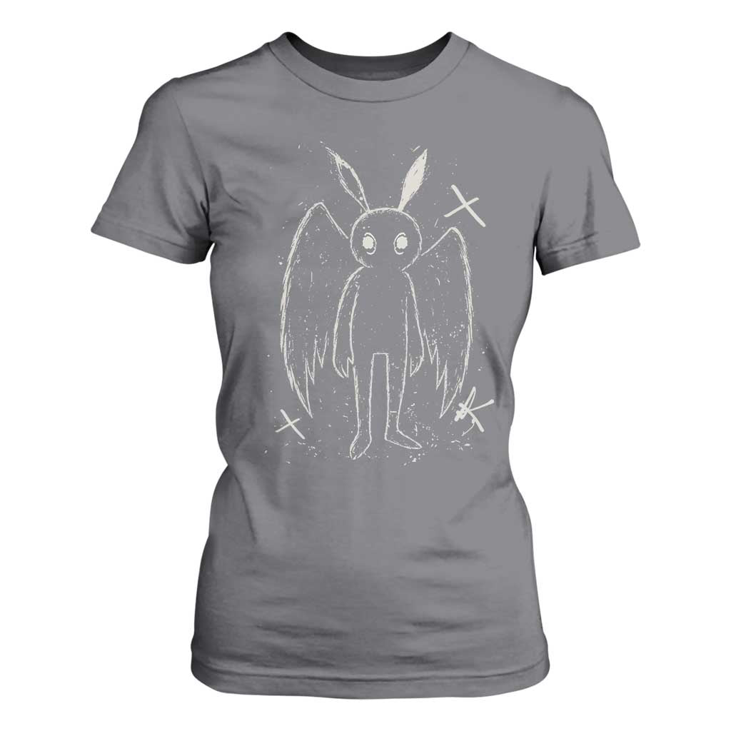 Creepy Cute Mothman T Shirt For Women Alt Goth Grunge Horror Aesthetic Cryptid TS10 Charcoal Print Your Wear