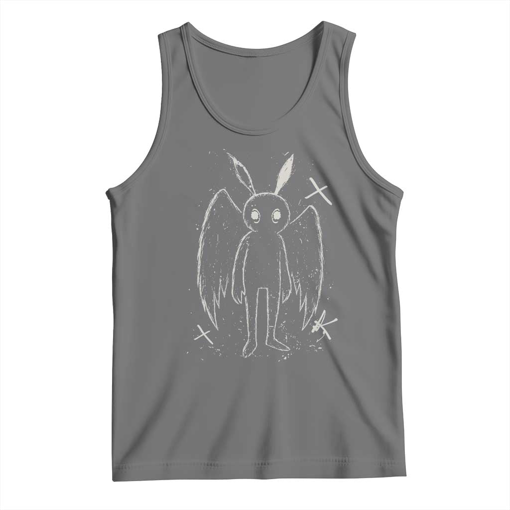 Creepy Cute Mothman Tank Top Alt Goth Grunge Horror Aesthetic Cryptid TS10 Black Heather Print Your Wear