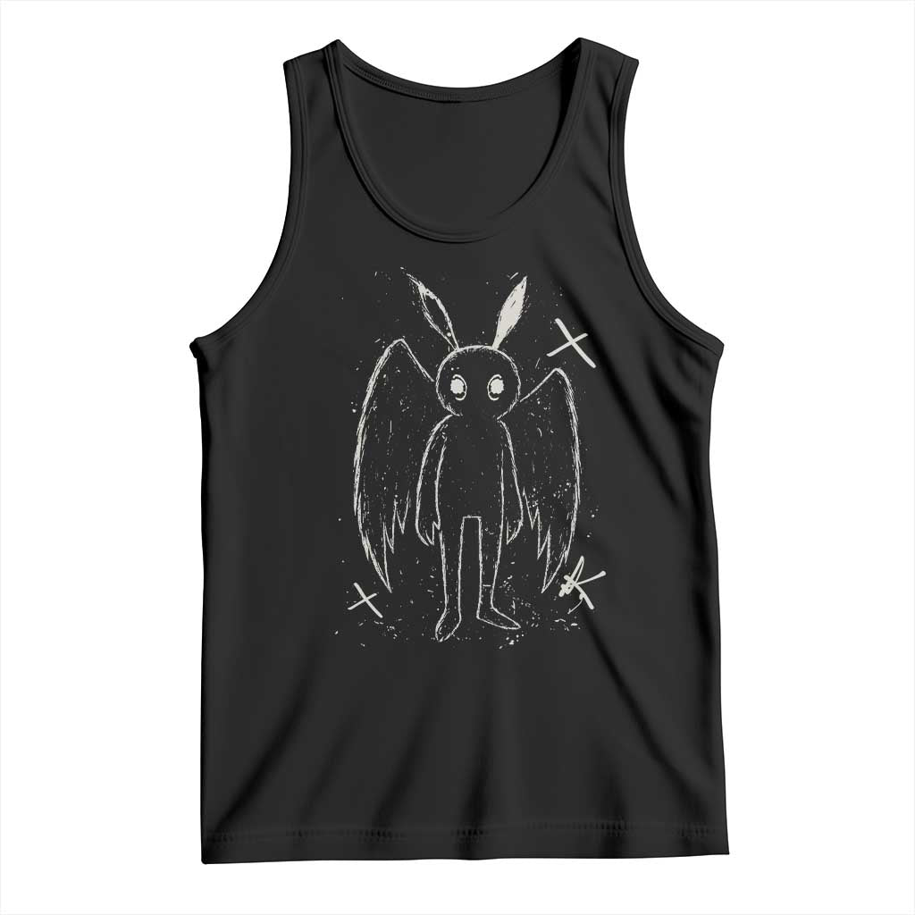 Creepy Cute Mothman Tank Top Alt Goth Grunge Horror Aesthetic Cryptid TS10 Black Print Your Wear