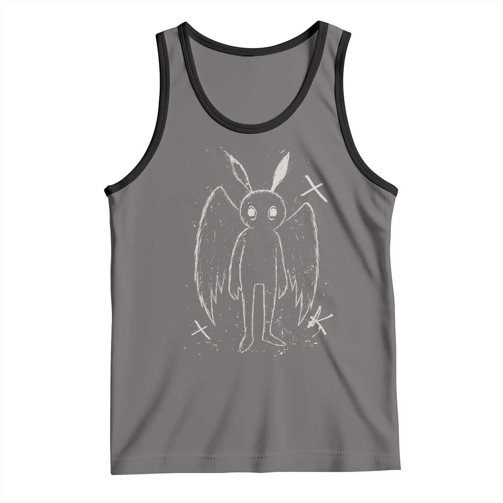 Creepy Cute Mothman Tank Top Alt Goth Grunge Horror Aesthetic Cryptid TS10 Deep Heather Black Print Your Wear
