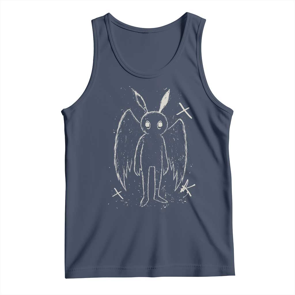 Creepy Cute Mothman Tank Top Alt Goth Grunge Horror Aesthetic Cryptid TS10 Navy Print Your Wear