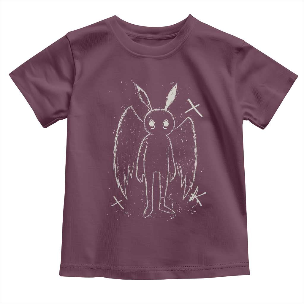 Creepy Cute Mothman Toddler T Shirt Alt Goth Grunge Horror Aesthetic Cryptid TS10 Maroon Print Your Wear