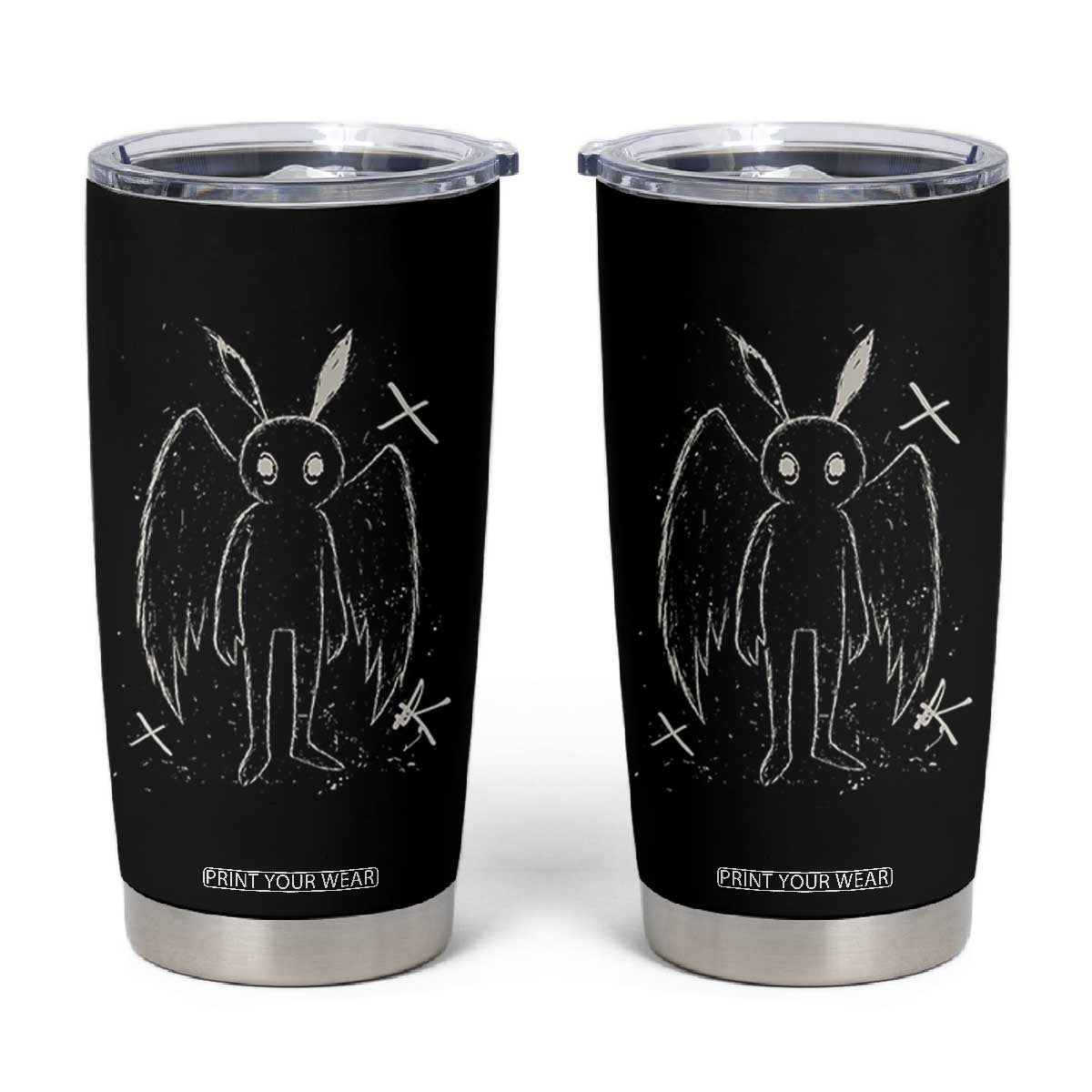 Creepy Cute Mothman Tumbler Cup Alt Goth Grunge Horror Aesthetic Cryptid TS10 Black Print Your Wear