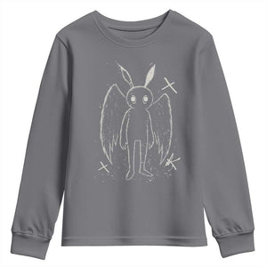 Creepy Cute Mothman Youth Sweatshirt Alt Goth Grunge Horror Aesthetic Cryptid TS10 Charcoal Print Your Wear