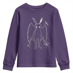 Creepy Cute Mothman Youth Sweatshirt Alt Goth Grunge Horror Aesthetic Cryptid TS10 Purple Print Your Wear