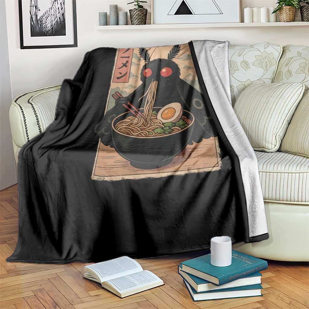 Funny Mothman Ramen Throw Blanket Japanese Kawaii Noodles Cryptid Retro Manga Anime TS10 Print Your Wear