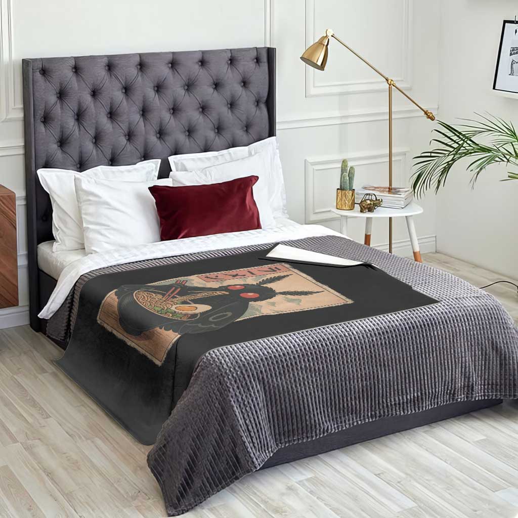 Funny Mothman Ramen Throw Blanket Japanese Kawaii Noodles Cryptid Retro Manga Anime TS10 Print Your Wear