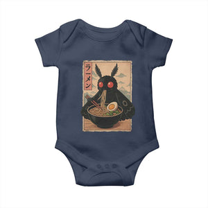 Funny Mothman Ramen Baby Onesie Japanese Kawaii Noodles Cryptid Retro Manga Anime TS10 Navy Print Your Wear