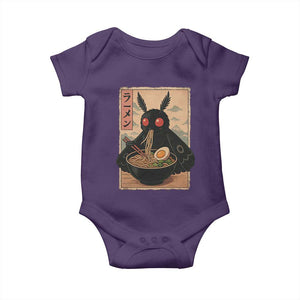 Funny Mothman Ramen Baby Onesie Japanese Kawaii Noodles Cryptid Retro Manga Anime TS10 Purple Print Your Wear