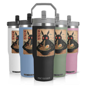Funny Mothman Ramen Flip Straw Tumbler Japanese Kawaii Noodles Cryptid Retro Manga Anime TS10 Print Your Wear