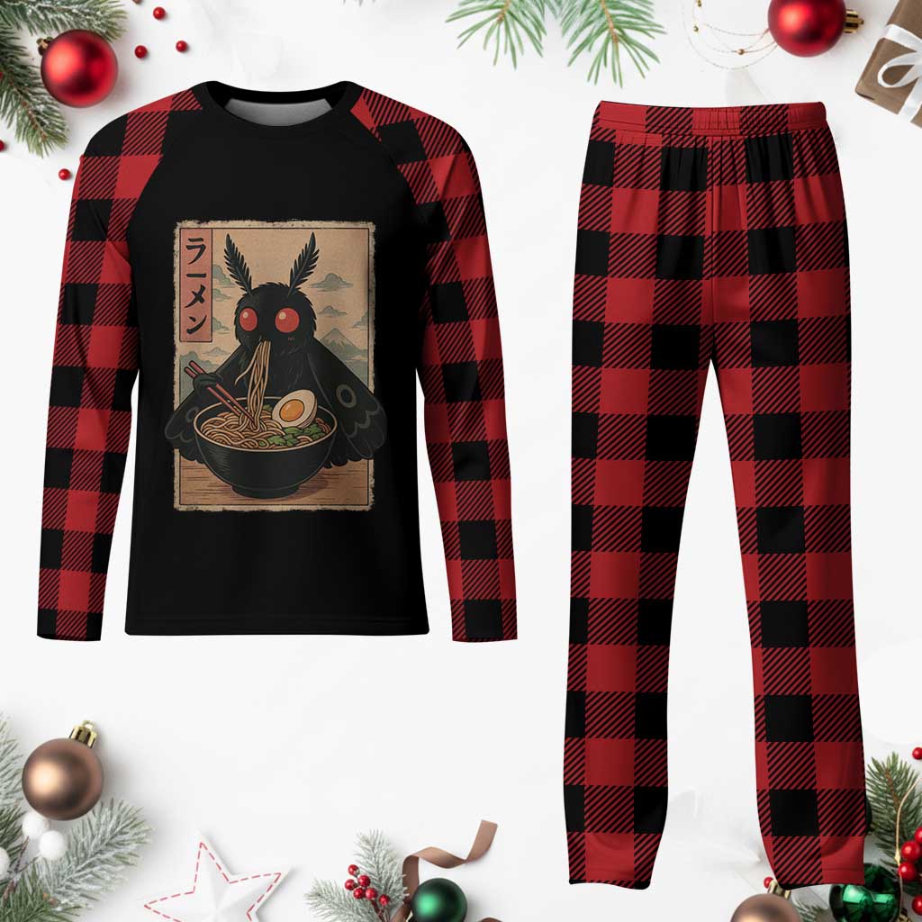 Funny Mothman Ramen Plaid Pajama Set Japanese Kawaii Noodles Cryptid Retro Manga Anime TS10 Buffalo Plaid Print Your Wear