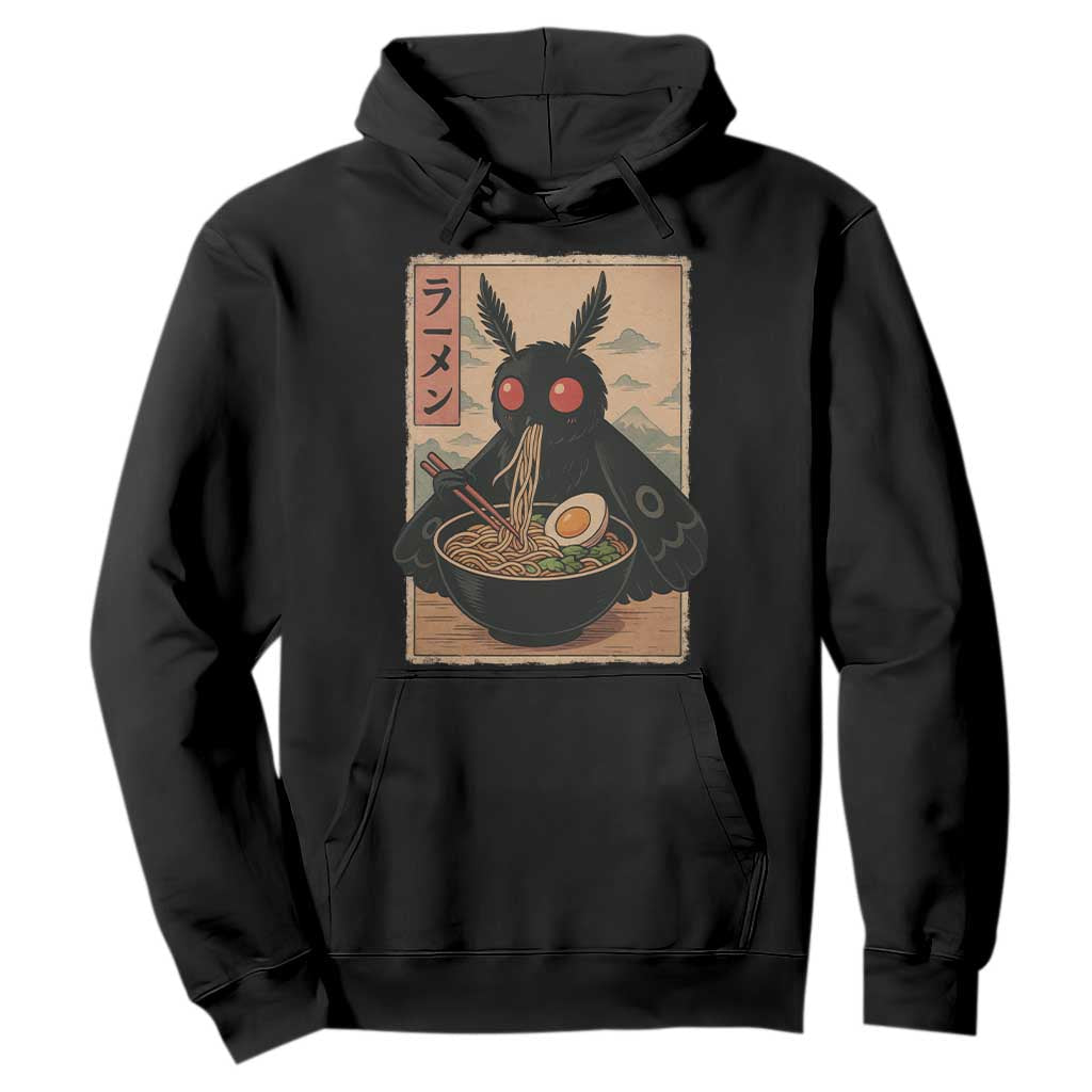 Funny Mothman Ramen Hoodie Japanese Kawaii Noodles Cryptid Retro Manga Anime TS10 Black Print Your Wear