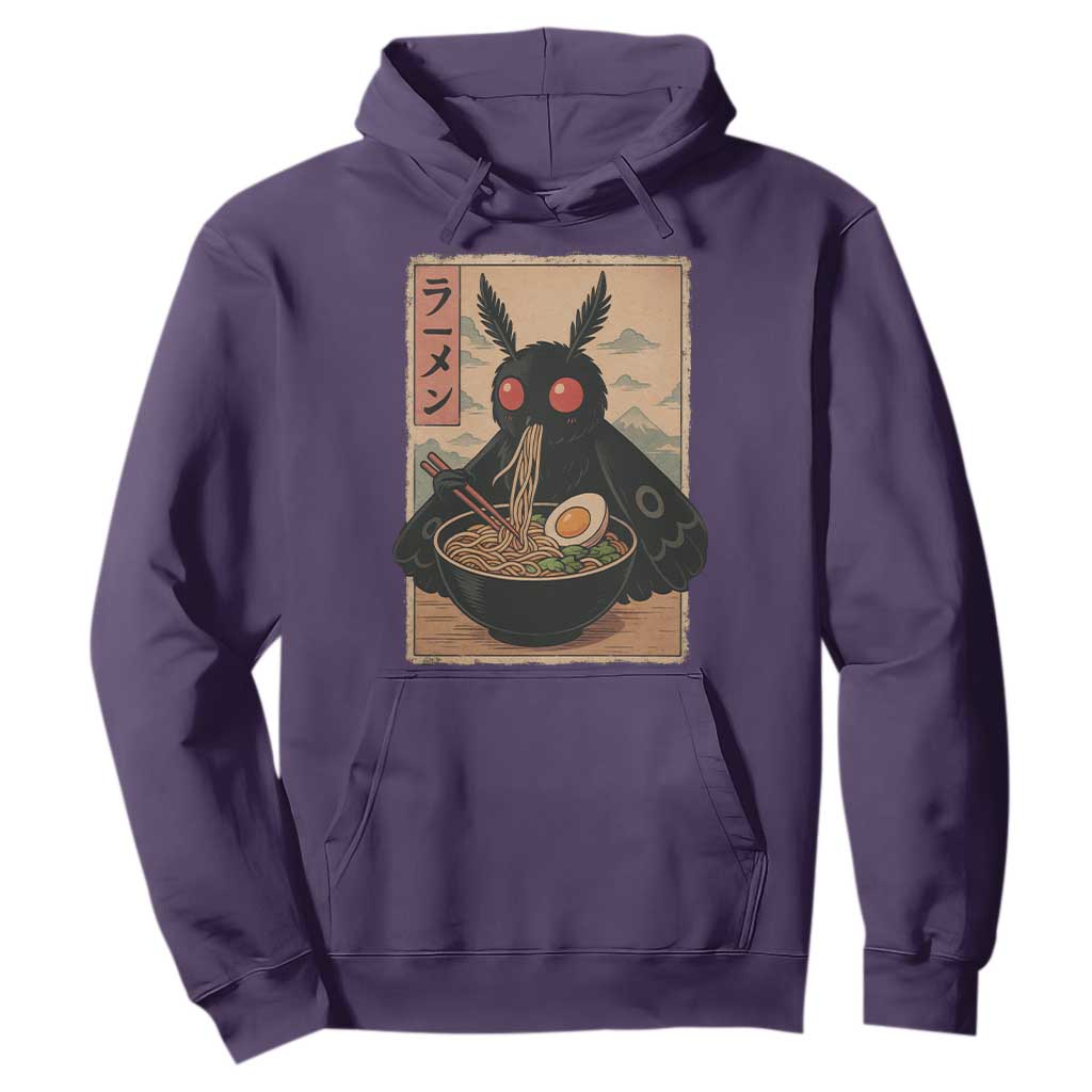 Funny Mothman Ramen Hoodie Japanese Kawaii Noodles Cryptid Retro Manga Anime TS10 Purple Print Your Wear
