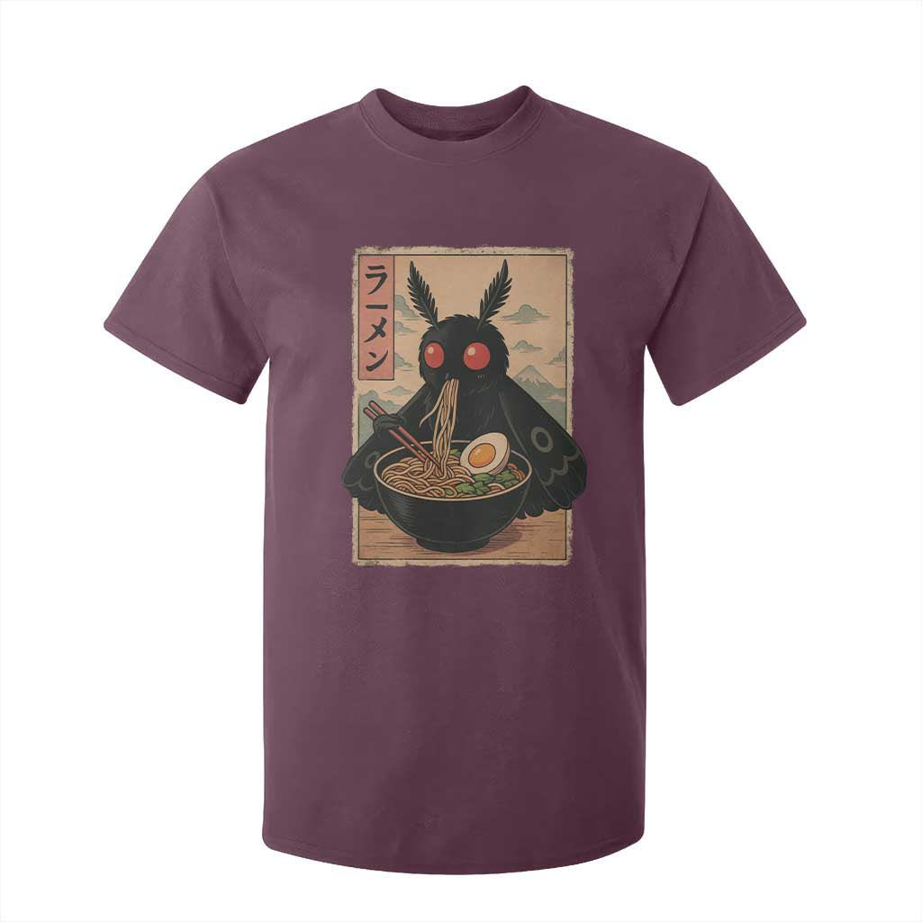 Funny Mothman Ramen T Shirt For Kid Japanese Kawaii Noodles Cryptid Retro Manga Anime TS10 Maroon Print Your Wear