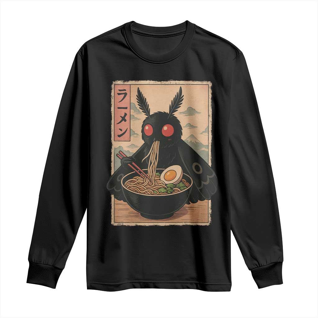 Funny Mothman Ramen Long Sleeve Shirt Japanese Kawaii Noodles Cryptid Retro Manga Anime TS10 Black Print Your Wear