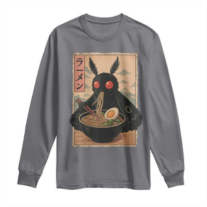 Funny Mothman Ramen Long Sleeve Shirt Japanese Kawaii Noodles Cryptid Retro Manga Anime TS10 Charcoal Print Your Wear