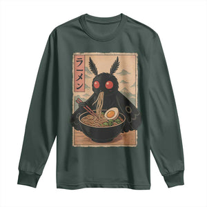 Funny Mothman Ramen Long Sleeve Shirt Japanese Kawaii Noodles Cryptid Retro Manga Anime TS10 Dark Forest Green Print Your Wear