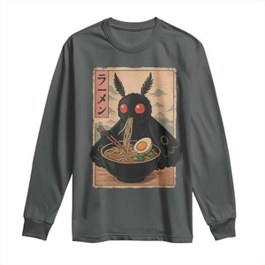 Funny Mothman Ramen Long Sleeve Shirt Japanese Kawaii Noodles Cryptid Retro Manga Anime TS10 Dark Heather Print Your Wear