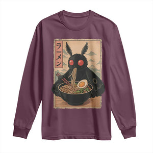 Funny Mothman Ramen Long Sleeve Shirt Japanese Kawaii Noodles Cryptid Retro Manga Anime TS10 Maroon Print Your Wear