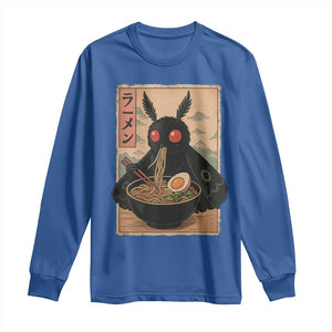 Funny Mothman Ramen Long Sleeve Shirt Japanese Kawaii Noodles Cryptid Retro Manga Anime TS10 Royal Blue Print Your Wear