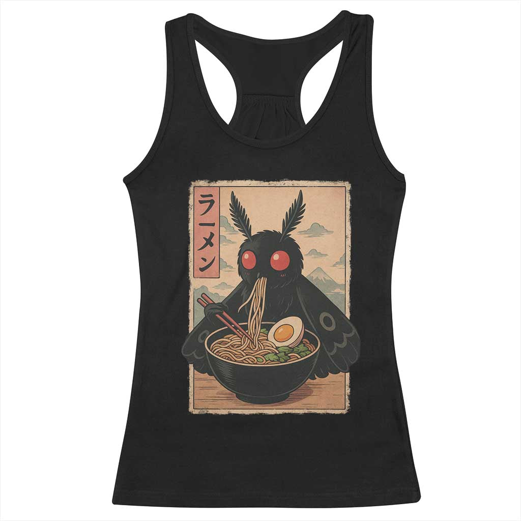 Funny Mothman Ramen Racerback Tank Top Japanese Kawaii Noodles Cryptid Retro Manga Anime TS10 Black Print Your Wear